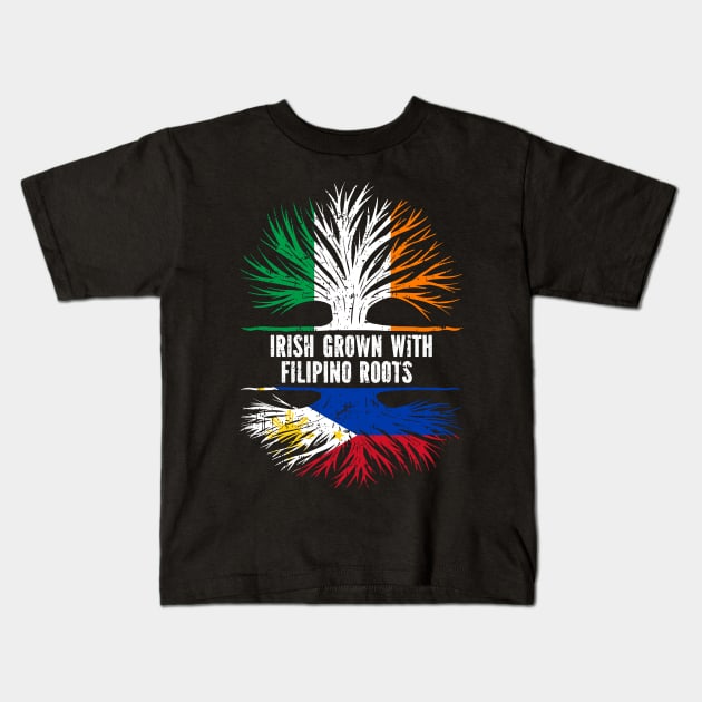 Irish Grown With FIlipino Roots Ireland Flag Kids T-Shirt by silvercoin